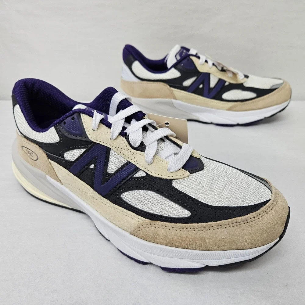 New Balance 990 V6 Sneakers Made In USA U990WB6 White Black‎ Purple Men Size 11